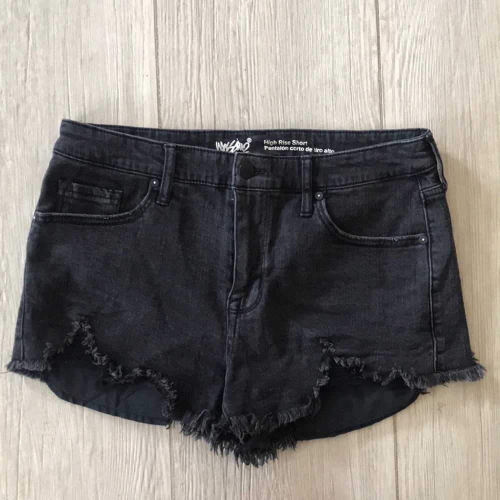 distressed black denim Mossimo shorts